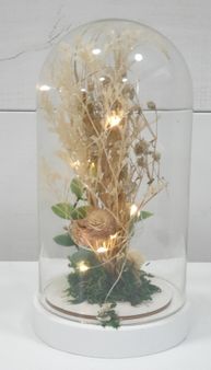 Cloche lumineuse avec fleurs séchées